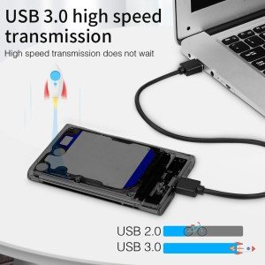 Clear 2.5" External Hard Drive Enclosure, USB 3.0