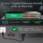 Reidubo 18-Port Gigabit PoE Switch, 250W