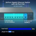 YuanLey 18-Port Gigabit PoE Switch 250W