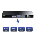 AUMOX 24-Port Gigabit PoE Switch, 400W