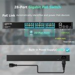 AUMOX 24-Port Gigabit PoE Switch, 400W