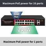 16-Port PoE Switch with Gigabit Uplink and SFP