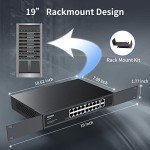Aumox 18-Port Gigabit PoE Switch, 250W