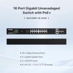 16-Port Gigabit PoE Switch with Rack Mount