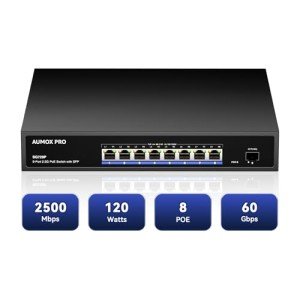 AUMOX 9-Port 2.5G PoE Network Switch