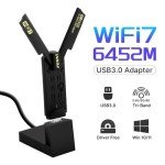 WiFi 7 USB Network Adapter for Gaming 6500Mbps