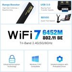 WiFi 7 USB Network Adapter for Gaming 6500Mbps