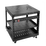 RIVECO 9U Rolling Network Rack with Power Strip