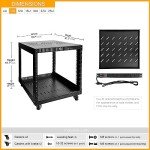 RIVECO 9U Rolling Network Rack with Power Strip