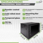 Navepoint 6U Wallmount Network Rack with Locking Door