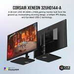 Corsair XENEON 32UHD144-A Gaming Monitor - 32-Inch, IPS UHD (3840 x 2160), AMD FreeSync Premium Adaptive Sync, 144Hz Refresh Rate, 1ms, DisplayHDR600, HDMI 2.1, DisplayPort 1.4, USB-C 3.1 - Black