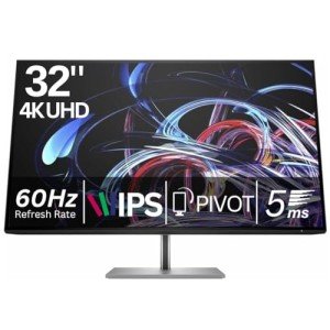 HP Z32k G3 USB-C 32 Inch Computer Monitor 4K UHD 60Hz IPS Ultrawide 400nits 5ms Tilt Swivel Pivot VESA Mountable HDMI USB-C USB Hub DisplayPort Thunderbolt Office Desktop PC Monitor, 50U19AA (Renewed)