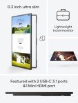 UPERFECT Portable Monitor 18.4-inch 4K 60HZ 10 Bit w/VESA & Stand 180° Adjustable Ultra-Slim & Lightweight Frameless FHD FreeSync IPS HDR Gaming Display, Travel Second Monitor for Laptop