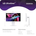 LG 32G810SA-W 32-inch Ultragear 4K UHD (3840 x 2160) IPS Gaming Monitor, 144Hz, 1ms, NVIDIA G-Sync Compatible, AMD FreeSync Premium, VESA DisplayHDR 400, HDMI, DisplayPort, USB Type-C, White