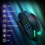 Redragon M908 Impact RGB LED MMO Gaming Mouse with 12 Side Buttons, Optical Wired Ergonomic Mouse with Max 12,400DPI, High Precision, 18 Programmable Macro Shortcuts, Comfort Grip