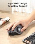 ProtoArc Wireless Trackball Mouse, EM01 NL Ergonomic Bluetooth Rollerball Thumb Mouse Rechargeable Computer Laptop Mouse, Adjustable Angle & 3 Device Connection for PC, Mac, Windows-Gray Ball
