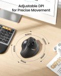 ProtoArc Wireless Trackball Mouse, EM01 NL Ergonomic Bluetooth Rollerball Thumb Mouse Rechargeable Computer Laptop Mouse, Adjustable Angle & 3 Device Connection for PC, Mac, Windows-Gray Ball