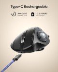 ProtoArc Wireless Trackball Mouse, EM01 NL Ergonomic Bluetooth Rollerball Thumb Mouse Rechargeable Computer Laptop Mouse, Adjustable Angle & 3 Device Connection for PC, Mac, Windows-Gray Ball