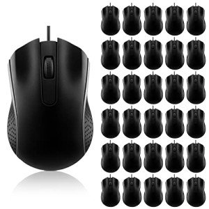 Bonuci 30 Pcs USB Wired Mouse Computer 3 Button Mice Bulk Corded USB Mouse for PC Desktop Laptop Computer Office School Home Classroom Supplies (Black)