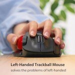 ELECOM EX-G Left Handed Trackball Mouse, 2.4 GHz USB Wireless, Ergonomic, Thumb Control, Tracking Roller Ball, 6 Programmable Buttons, Tilt Scroll