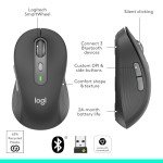 Logitech Signature Plus M750 L Wireless Mouse - for Large Hands, SmartWheel, Bluetooth, Multi Device, 24-Month Battery, Silent Clicks, Customizable Side Buttons, Contoured Shape - Graphite