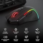Redragon M612 PRO RGB Gaming Mouse, 8000 DPI Wired/Wireless Optical Mouse with 9 Programmable Buttons & 7 Backlit Modes, BT & 2.4G Wireless, Software Supports DIY Keybinds Rapid Fire Button