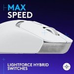 Logitech G309 Lightspeed Wireless Gaming Mouse, Lightweight, LIGHTFORCE Hybrid Switches, Hero 25K Sensor, 86g & 300+ hr Battery Life with AA Battery, 6 Programmable Buttons, PC & Mac - White