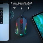 Redragon M612 PRO RGB Gaming Mouse, 8000 DPI Wired/Wireless Optical Mouse with 9 Programmable Buttons & 7 Backlit Modes, BT & 2.4G Wireless, Software Supports DIY Keybinds Rapid Fire Button