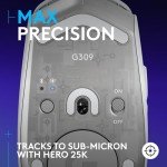 Logitech G309 Lightspeed Wireless Gaming Mouse, Lightweight, LIGHTFORCE Hybrid Switches, Hero 25K Sensor, 86g & 300+ hr Battery Life with AA Battery, 6 Programmable Buttons, PC & Mac - White