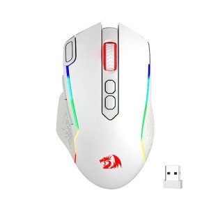 Redragon M810 Pro Wireless Gaming Mouse, 10000 DPI Wired/Wireless Mouse w/Rapid Fire Key, 8 Macro Buttons, 45-Hour Power Capacity and RGB Backlit for PC/Mac/Laptop