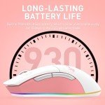 DAREU Sakura Pink Wireless Gaming Mouse with Charging Dock Rechargeable RGB,12K DPI,7 Programmable Buttons High-Precision Sensor [300IPS] [1000Hz] for PC Notebook Mac