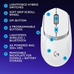 Logitech G309 Lightspeed Wireless Gaming Mouse, Lightweight, LIGHTFORCE Hybrid Switches, Hero 25K Sensor, 86g & 300+ hr Battery Life with AA Battery, 6 Programmable Buttons, PC & Mac - White