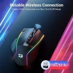 Redragon Wireless Gaming Mouse, Ergonomic Mouse 16000 DPI with Rapid Fire Key, 9 Macro Buttons, 170-Hour Durable Power Capacity and RGB Backlight Wired/Wireless Mouse for Laptop/Mac/PC