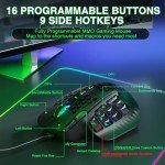 SOLAKAKA SM809 MMO Gaming Mouse Wired RGB with 9 Side Buttons, 22800 DPI High Precision Sensor Optical Ergonomic Gamer Mouse,16 Programmable Custom Macro Shortcuts Remapping PC Gaming Mice for Windows
