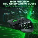 SOLAKAKA SM809 MMO Gaming Mouse Wired RGB with 9 Side Buttons, 22800 DPI High Precision Sensor Optical Ergonomic Gamer Mouse,16 Programmable Custom Macro Shortcuts Remapping PC Gaming Mice for Windows