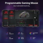 Redragon Wireless Gaming Mouse, Ergonomic Mouse 16000 DPI with Rapid Fire Key, 9 Macro Buttons, 170-Hour Durable Power Capacity and RGB Backlight Wired/Wireless Mouse for Laptop/Mac/PC