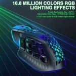 SOLAKAKA SM809 MMO Gaming Mouse Wired RGB with 9 Side Buttons, 22800 DPI High Precision Sensor Optical Ergonomic Gamer Mouse,16 Programmable Custom Macro Shortcuts Remapping PC Gaming Mice for Windows