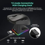 TECWARE EX1 Lightweight Gaming Mouse, 26K DPI Wireless Mouse, OLED Screen Display, 59g Lightweight, RGB Charging Dock, Tri-Mode Connectivity, Comes with PTFE Feet and Grip Tape, Gaming Mouse (White)