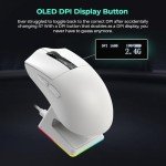 TECWARE EX1 Lightweight Gaming Mouse, 26K DPI Wireless Mouse, OLED Screen Display, 59g Lightweight, RGB Charging Dock, Tri-Mode Connectivity, Comes with PTFE Feet and Grip Tape, Gaming Mouse (White)