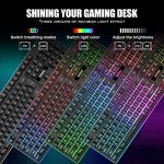 RedThunder K10 Wireless Gaming Keyboard and Mouse Combo, LED Backlit Rechargeable 3800mAh Battery, Mechanical Feel Anti-ghosting Keyboard + 7D 3200DPI Mice for PC Gamer (Black)