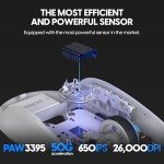 Pulsar Gaming Gears X2H Mini Wireless Gaming Mouse, Ultra Lightweight 1.83 oz (52 g), Symmetrical, Optical Switch, 2.4 Ghz 1 ms, 26000 DPI, PAW3395 Sensor (Mini, Wireless, White)