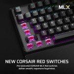 CORSAIR K70 CORE RGB Mechanical Wired Gaming Keyboard with Palmrest – Pre-Lubed MLX Red Linear Switches, SOCD, ABS Double-Shot Keycaps, Sound Dampening, Media Control Dial, QWERTY NA – Black