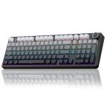 AULA F99 Pro Wireless Mechanical Keyboard with Knob,Tri-Mode BT5.0/USB-C/2.4GHz Hot Swappable Keyboard,Pre-lubed Switches,Gasket Structure,RGB Backlit Computer Gaming Keyboard (Side Printed Black)