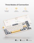 Kisnt Wireless Mechanical Keyboard,Creamy Sound Gasket Gaming Keyboard with Bluetooth/2.4GHz/USB-C, 75% 85 Keys Custom Hot Swappable Compact Keyboard for Win/Mac (Retro Beige,Linear Switch)