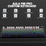 AULA F99 Pro Wireless Mechanical Keyboard with Knob,Tri-Mode BT5.0/USB-C/2.4GHz Hot Swappable Keyboard,Pre-lubed Switches,Gasket Structure,RGB Backlit Computer Gaming Keyboard (Side Printed Black)