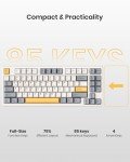 Kisnt Wireless Mechanical Keyboard,Creamy Sound Gasket Gaming Keyboard with Bluetooth/2.4GHz/USB-C, 75% 85 Keys Custom Hot Swappable Compact Keyboard for Win/Mac (Retro Beige,Linear Switch)