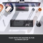Logitech MX Mechanical Wireless Illuminated Performance Keyboard, Clicky Switches, Backlit Keys, Bluetooth, USB-C, macOS, Windows, Linux, iOS, Android, Metal