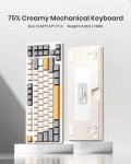 Kisnt Wireless Mechanical Keyboard,Creamy Sound Gasket Gaming Keyboard with Bluetooth/2.4GHz/USB-C, 75% 85 Keys Custom Hot Swappable Compact Keyboard for Win/Mac (Retro Beige,Linear Switch)