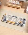 Kisnt Wireless Mechanical Keyboard,Creamy Sound Gasket Gaming Keyboard with Bluetooth/2.4GHz/USB-C, 75% 85 Keys Custom Hot Swappable Compact Keyboard for Win/Mac (Retro Beige,Linear Switch)
