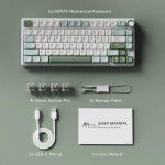 RK ROYAL KLUDGE R75 Mechanical Keyboard Wired with Volume Knob, 75% Custom Gaming Keyboard Gasket Mount RGB Backlit with Software, MDA Profile, PBT Keycaps, Hot Swappable Linear Switch Creamy Sound